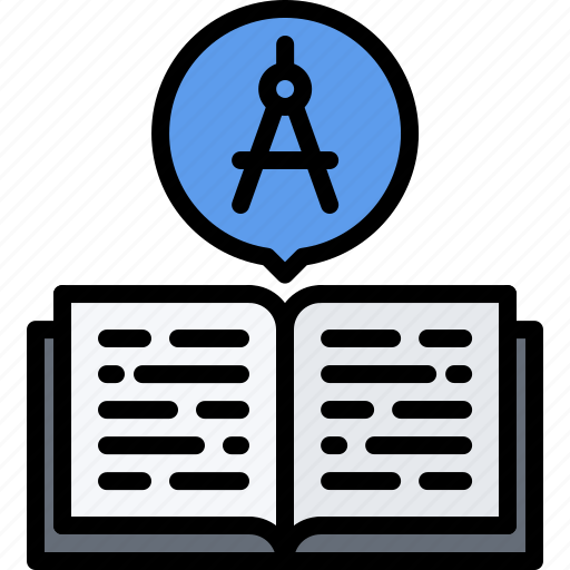 Compass, book, learning, school, architect, agency icon - Download on Iconfinder