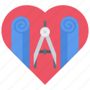 heart, love, drawing, compass, architect, agency