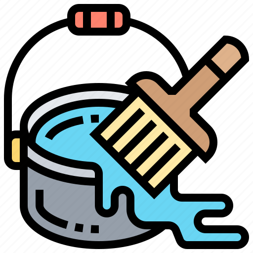 Brush, bucket, color, paint, renovation icon - Download on Iconfinder
