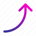 curved, up, right, arrow, direction