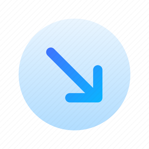 Bottom, right, direction, arrow, circle, down, gradient icon - Download on Iconfinder