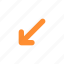 arrow, bottom, chevron, direction, interface, left, user 