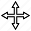 arrow, location, move, navigation, outline 