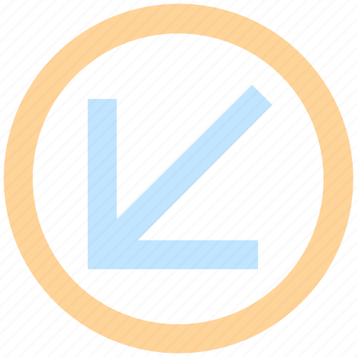 Arrow, circle, down left, forward, material icon - Download on Iconfinder