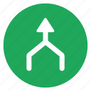 arrow, direction, meeting, merge, movement, road, sign