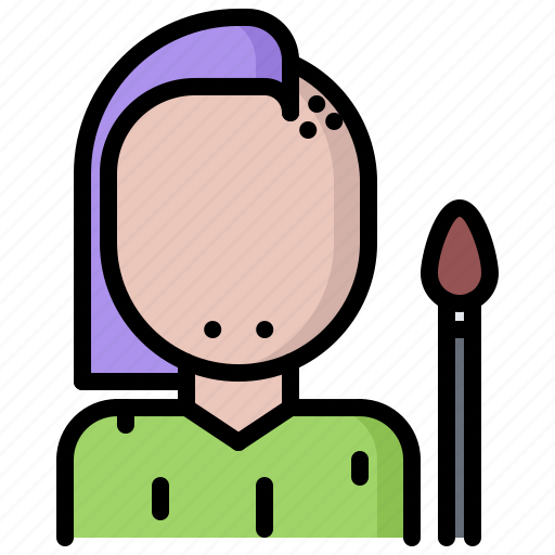 Brush, woman, art, artist, drawing icon - Download on Iconfinder