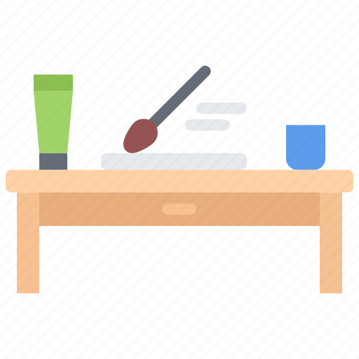 Table, paint, canvas, tube, water, art, artist icon - Download on Iconfinder