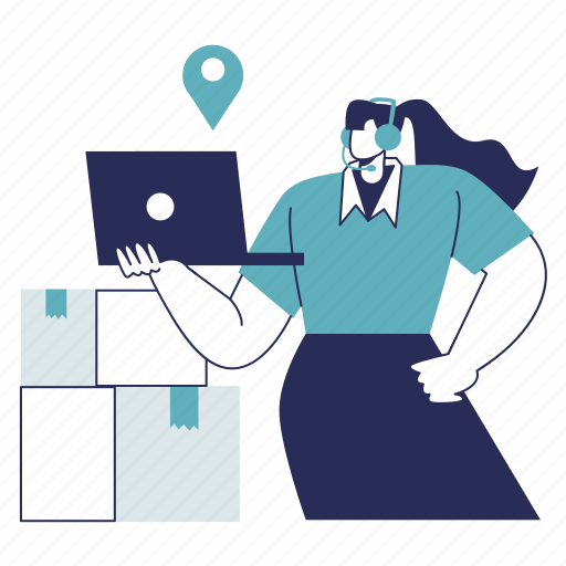 Logistic support, call center, help, info, work, shipping, delivery illustration - Download on Iconfinder