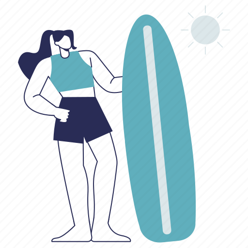 Surfing, surf, surfboard, play, surfer, summer, beach illustration - Download on Iconfinder