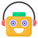 robot listening, robot music, robot headphones, robot, robotic technology