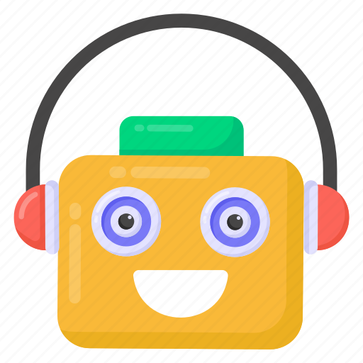 Robot listening, robot music, robot headphones, robot, robotic technology icon - Download on Iconfinder