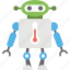 creative robot character, futuristic medical nanotechnology, robot technology, robot with thermometer, weather forecast robot 