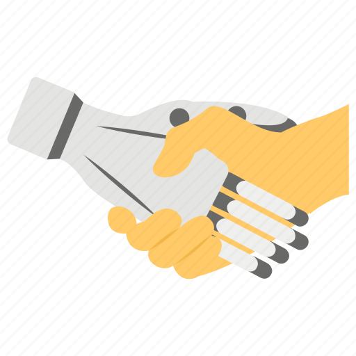 Artificial intelligence, futuristic people, man and robot, man vs robot, shaking hand icon - Download on Iconfinder