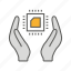 artificial, intelligence, ai, technology, icon, hands, chip 