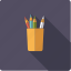 art, color, design, mug, pencils, utensil 