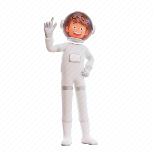 Astronaut, pointing, up, direction, sign, spaceman, cute 3D illustration - Download on Iconfinder