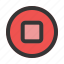stop, square, button, multimedia, option, music, player