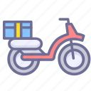 motorcycle, scooter, autocycle, autobike, takeout