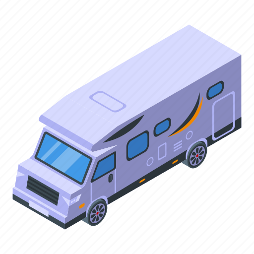 Camp, trip, bus, isometric icon - Download on Iconfinder