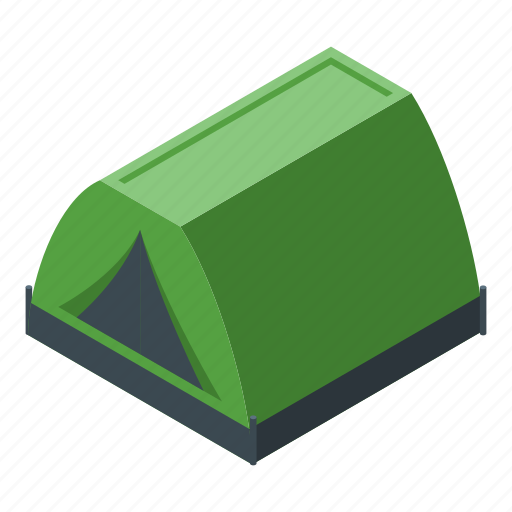 Camp, green, tent, isometric icon - Download on Iconfinder
