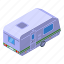 camp, bus, trailer, isometric