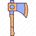 axe, blade, equipment, lumberjack, axe icon