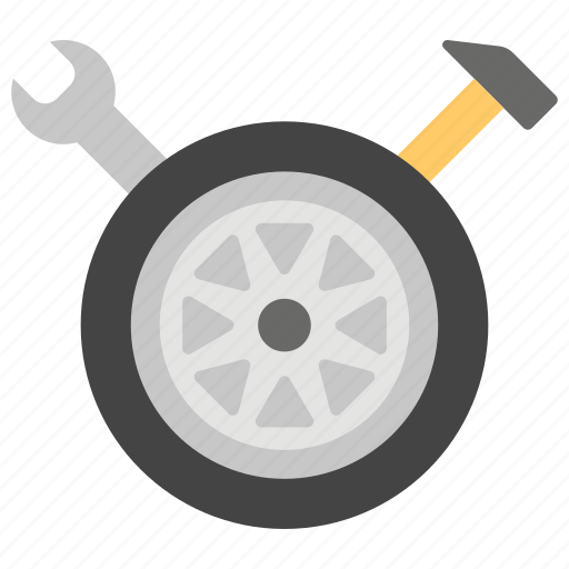 Auto detailing, tyre repairing, wheel alignment, wheel detailing, workshop services icon - Download on Iconfinder