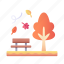autumn, bench, tree, fall 