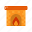 fireplace, brick, bonfire, warm, furniture 