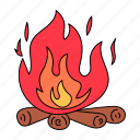 bonfire, flame, wood, camping, outdoor, hot