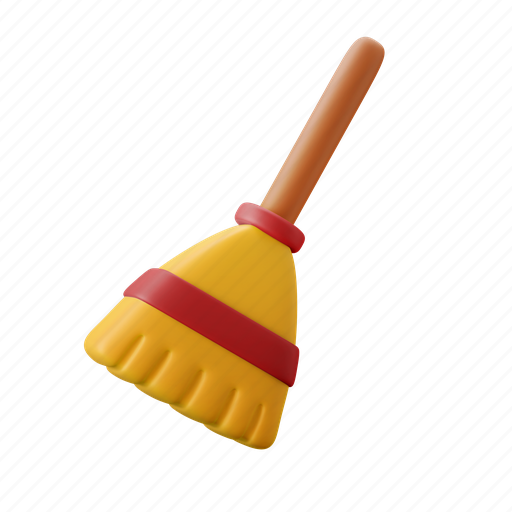 Broom, clean, sweep, tidy, hygiene 3D illustration - Download on Iconfinder