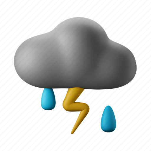Storm, rain, thunder, forecast, cloud 3D illustration - Download on Iconfinder