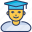 avatar, education, graduate, graduation, learner, male, student 