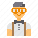 avatar, bow, boy, glasses, man, profile, tie