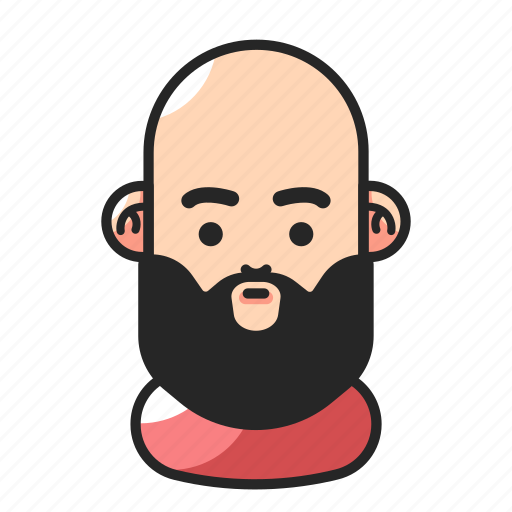 Avatar, bald, beard, fat icon