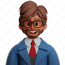businessman, with, glasses, male, man, boy, avatar, finance, worker 