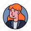 redhead, woman, suit, avatar, female, profile, people, person, character 