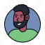 beard, man, avatar, black, shirt, male, profile, people, person 