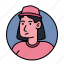 woman, cloche, avatar, shirt, female, profile, people, person, character 
