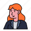redhead, woman, suit, avatar, female, profile, people, person, character 