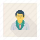 avatar, male, man, person, profile, scientist, user 