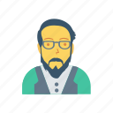 avatar, glasses, man, old, person, profile, user