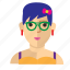 avatar, eyeglass, girl, nerd, staff, woman, work 