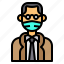 avatar, man, mask, mustaches, old, professor, profile 