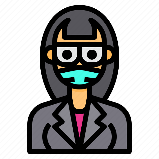 Avatar, bangs, business, glasses, mask, woman, women icon - Download on Iconfinder