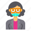 avatar, business, glasses, mask, woman, women 