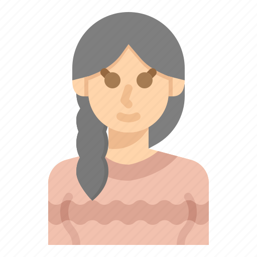 Avatar, people, woman, pigtail, hair icon - Download on Iconfinder
