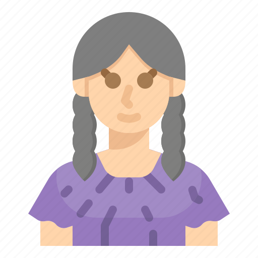 Avatar, user, woman, pigtail, hair icon - Download on Iconfinder