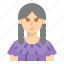 avatar, user, woman, pigtail, hair 