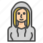 avatar, user, woman, hoodie, person 